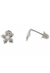 lovely white gold plumeria flower baby stud earrings